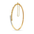 14KT Yellow Gold Sparkling Curvaceous Diamond Bangle,,hi-res view 3