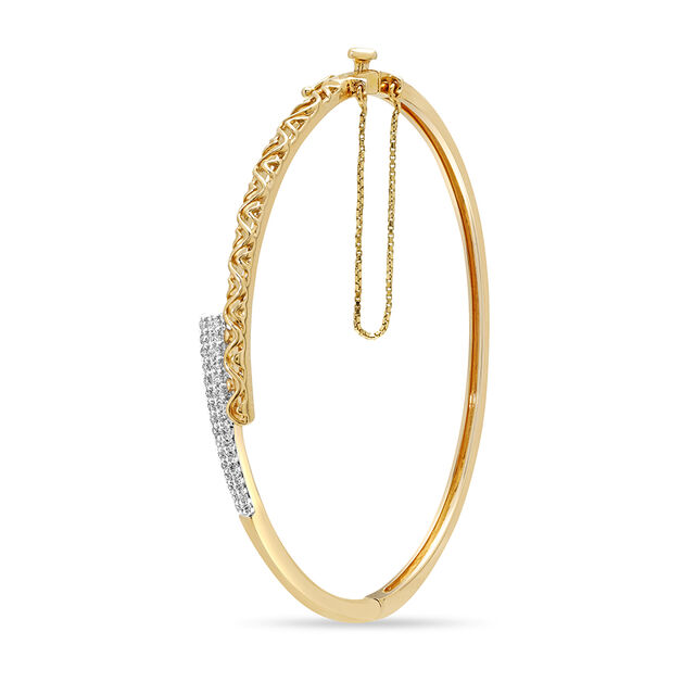 14KT Yellow Gold Sparkling Curvaceous Diamond Bangle,,hi-res image number null