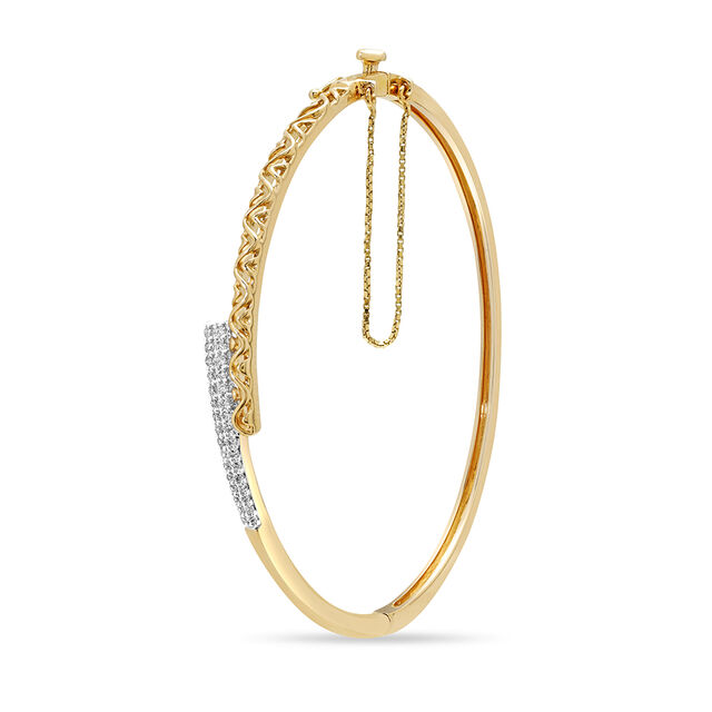 14KT Yellow Gold Sparkling Curvaceous Diamond Bangle,,hi-res view 3