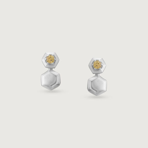 Cheerful Hex Silver Drop Earrings