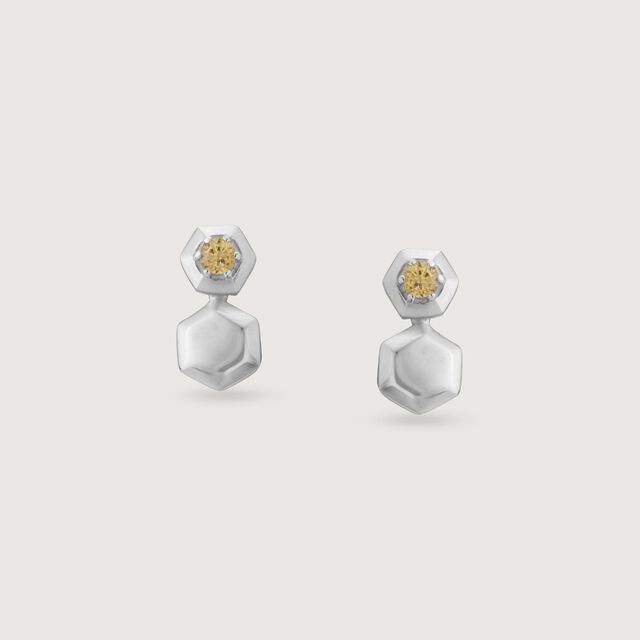 Cheerful Hex Silver Drop Earrings,,hi-res image number null