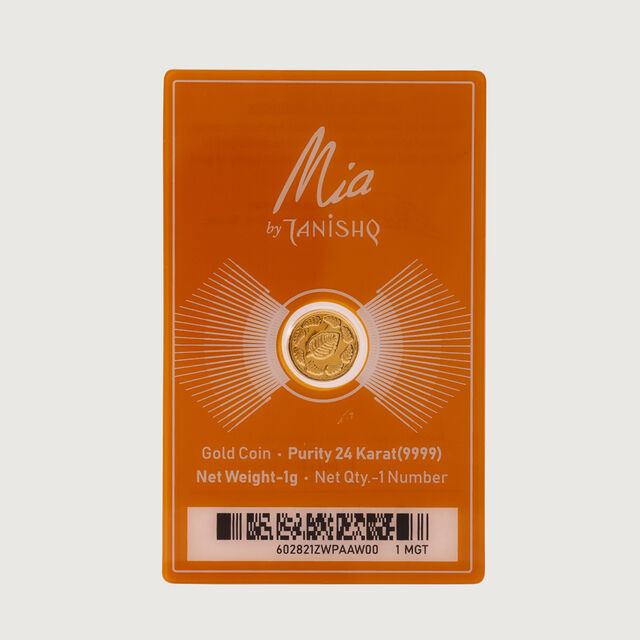 1 gm 24 Karat Tulsi Leaf Gold Coin (9999 Purity),,hi-res image number null