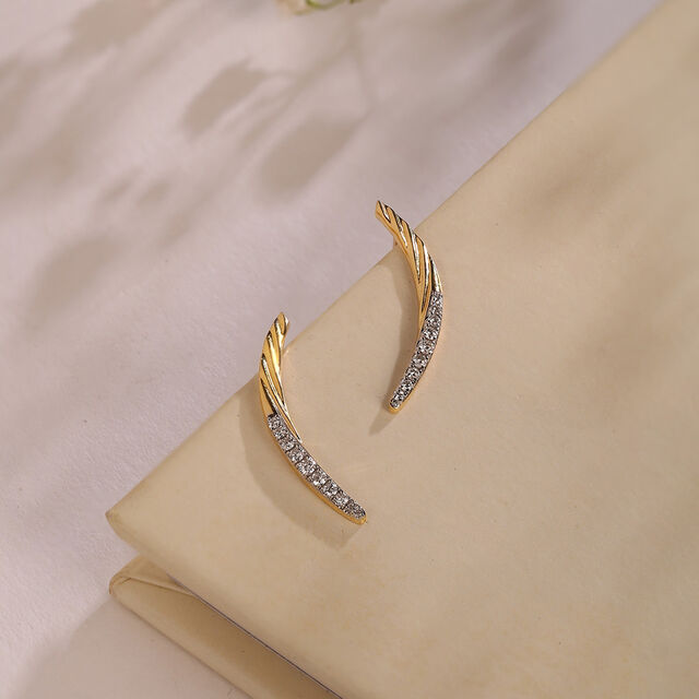 Subtle Sparkle Gold & Diamond Stud Earrings,,hi-res image number null