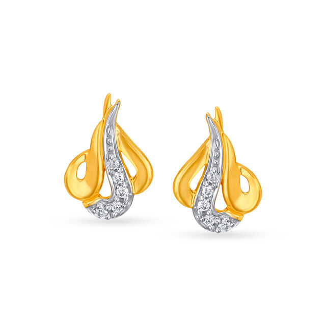Dainty Abstract Diamond Stud Earrings,,hi-res view 1