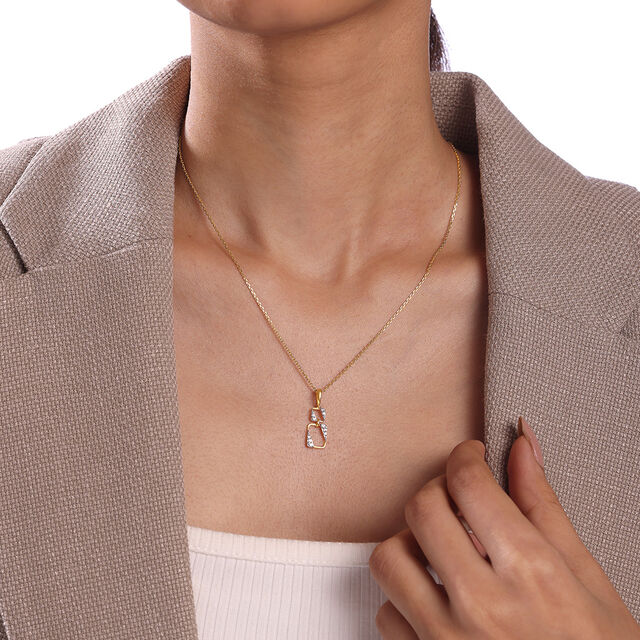 Contemporary Square Gold & Diamond Pendant,,hi-res image number null