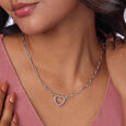 Heart Link Silver Necklace,,hi-res view 2