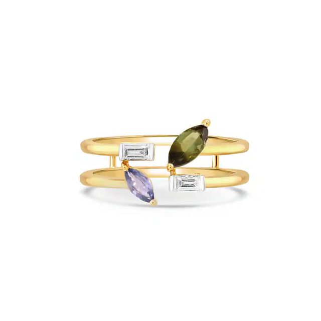14KT Yellow Gold Odyssey Sapphire And Tourmaline Ring,,hi-res image number null