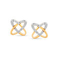 14KT Yellow Gold Entwined Hearts Diamond Stud Earrings,,hi-res view 1
