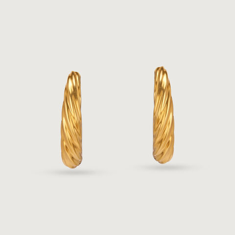Twisted Glow Gold Hoop Earrings