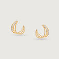 Flowing Rivulet 14 Kt Gold & Diamond Stud Earrings,,hi-res view 2