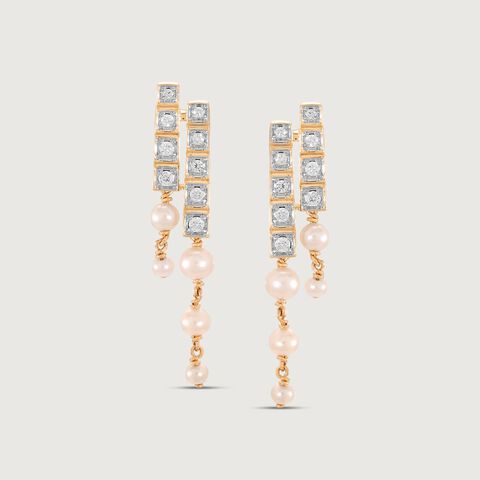 Minimal Geo Diamond Drop Earrings