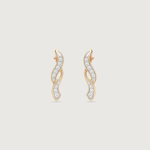 Flowing Whisper Diamond Stud Earrings