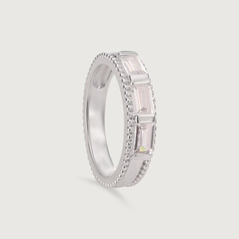Radiant Baguette Silver Ring