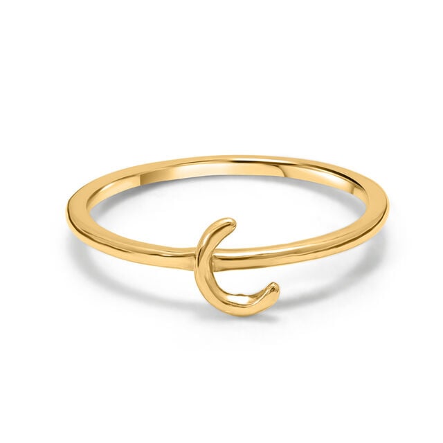 Letter C 14KT Yellow Gold Initial Ring,,hi-res view 3