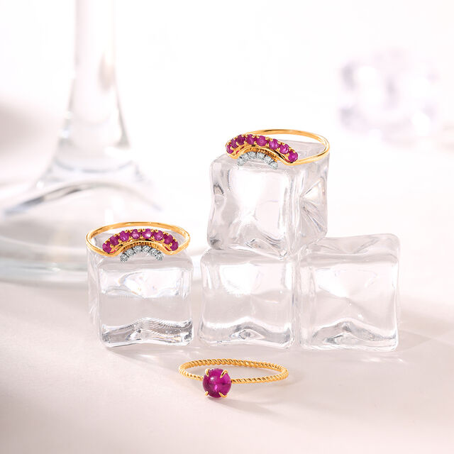 Red Elixir 14KT Ruby & Diamond  Finger Ring,,hi-res image number null