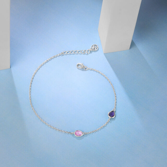 Playful Glow Silver Anklet,,hi-res image number null
