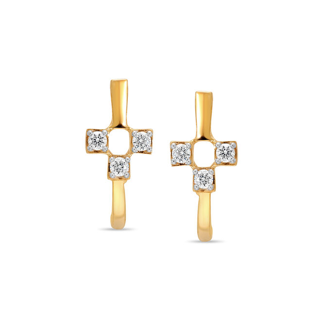 14KT Yellow Gold Summer Trio Diamond Stud Earrings,,hi-res image number null