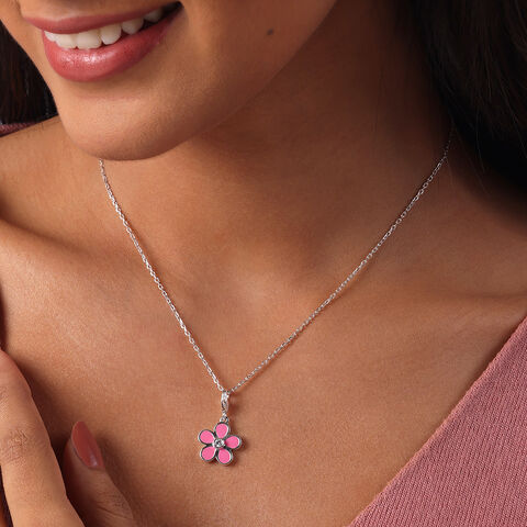 Pink Blossom Flower Silver Charm