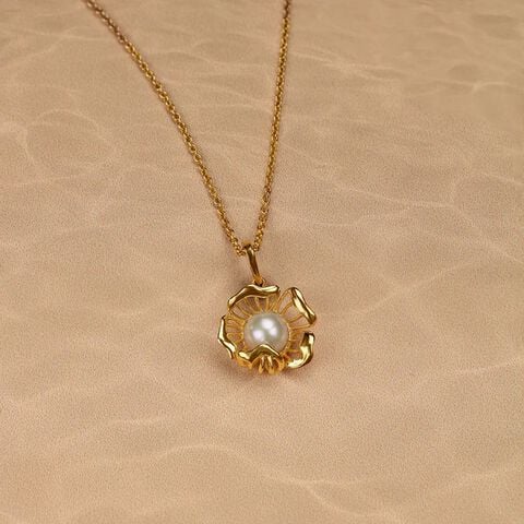 Floral Whispers 14 Kt Gold & Pearl Pendant