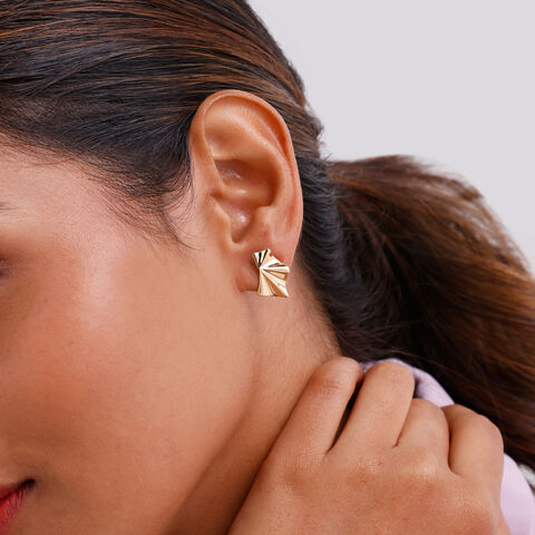Radiant Fold Gold Stud Earrings