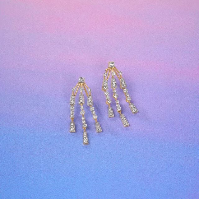 Radiant Cascade Diamond Drop Earrings,,hi-res image number null
