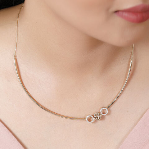14KT Yellow Gold Radiant Tri-Circle Diamond Necklace