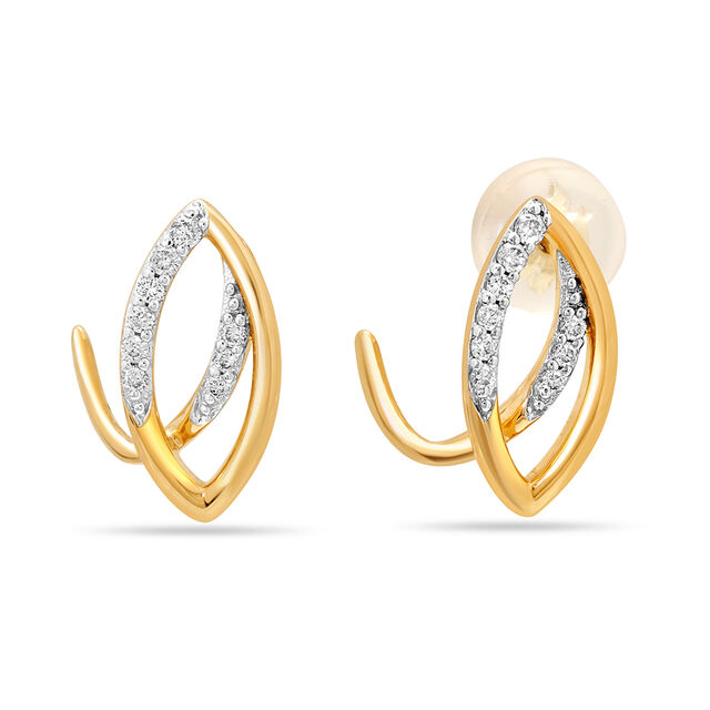 14 Kr Yellow Gold Leafy Coolness Diamond Stud Earrings,,hi-res view 3
