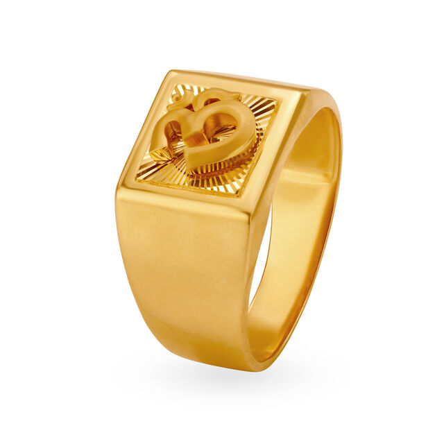 Religious Square Gold Ring For Men