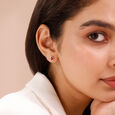 Polished Sleek Ruby Gold Stud Earrings,,hi-res view 2