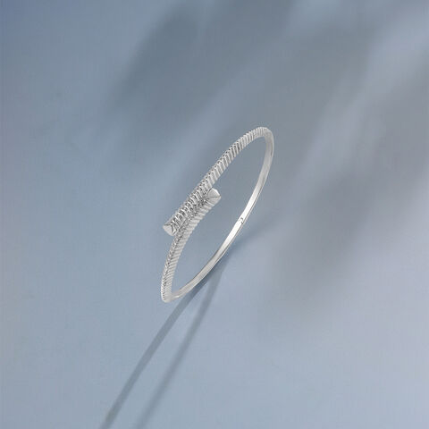 Grunge Twist Silver Bangle