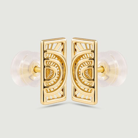 Intricate Geometric Gold Stud Earrings