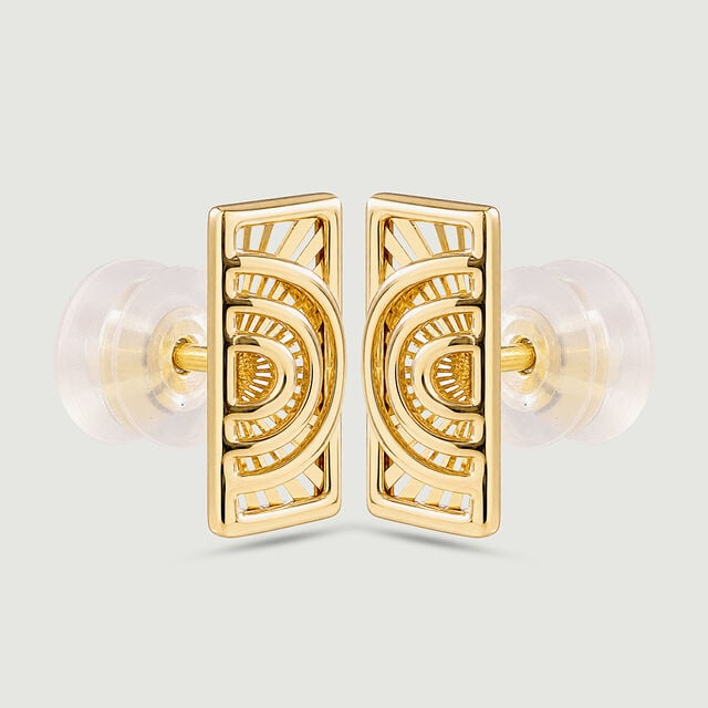 Intricate Geometric Gold Stud Earrings,,hi-res image number null