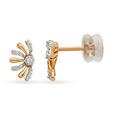 14KT Yellow Gold Fan Flower Stud Earrings,,hi-res view 2