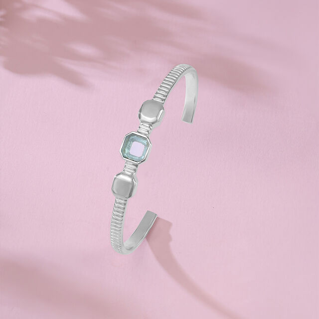 Chic Bezelled Silver Bangle,,hi-res image number null