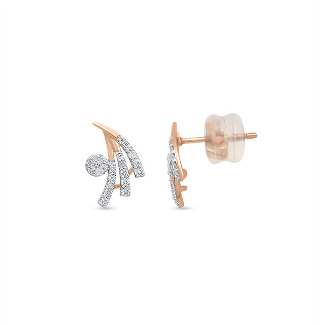 14KT Rose Gold Captivating Diamond Stud Earrings,,hi-res view 2