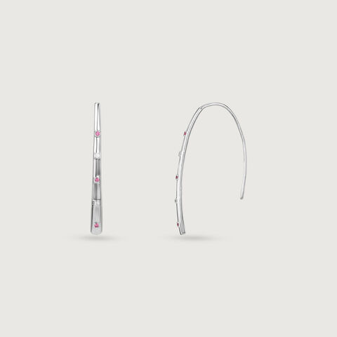 Playful Linear Silver Hoop Earrings