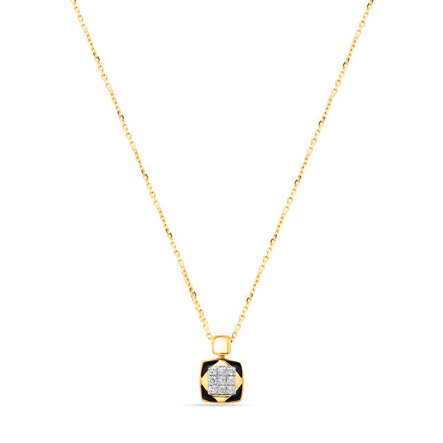 18KT Yellow Gold Abstract Glimmer Diamond Pendant with Chain,,hi-res image number null