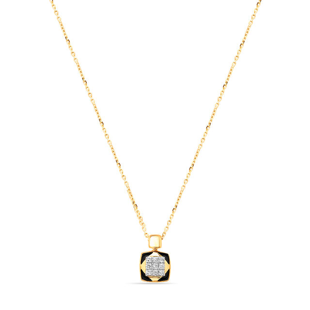 18KT Yellow Gold Abstract Glimmer Diamond Pendant with Chain,,hi-res view 2