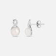 Trendy Pearl Silver Drops Earrings,,hi-res view 4