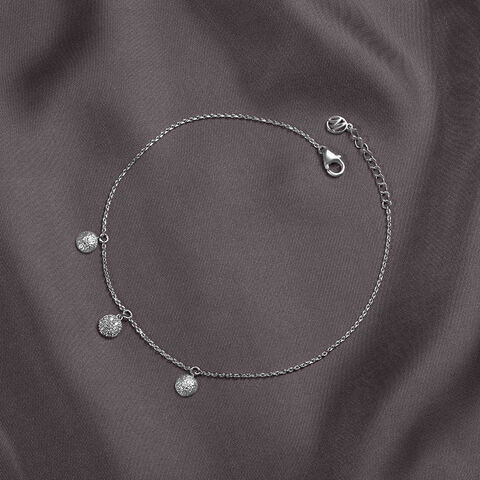 Sparkling Droplet Silver Anklet