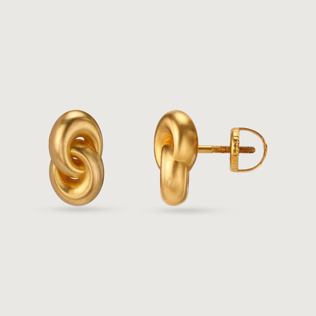 22KT Yellow Gold Intertwined Stud Earrings,,hi-res view 4