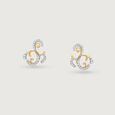 Floral Swirl Gold & Diamond Stud Earrings,,hi-res view 3