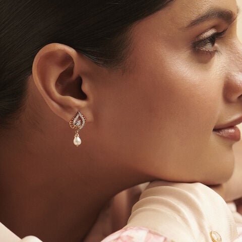 Radiant Diya Pearl Diamond Drop Earrings