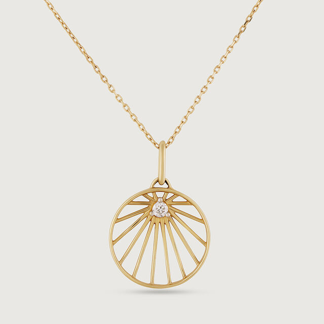 Radiant Sunburst Gold & Diamond Pendant,,hi-res image number null