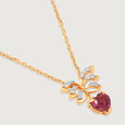 Winged Heart 14KT Gold, Diamond & Pink Garnet Pendant with Chain,,hi-res view 4