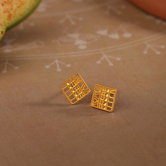 Warli Folklore 22KT Gold Stud Earrings,,hi-res image number null