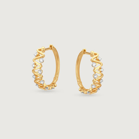 Zigzag Radiance Diamond Hoop Earrings