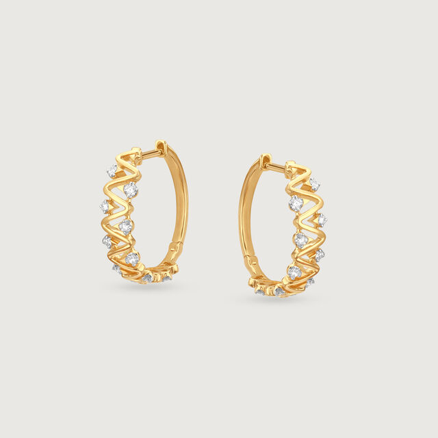 Zigzag Radiance Diamond Hoop Earrings,,hi-res image number null