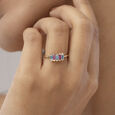 Blue Baguette Topaz & Gold Finger Ring,,hi-res view 2