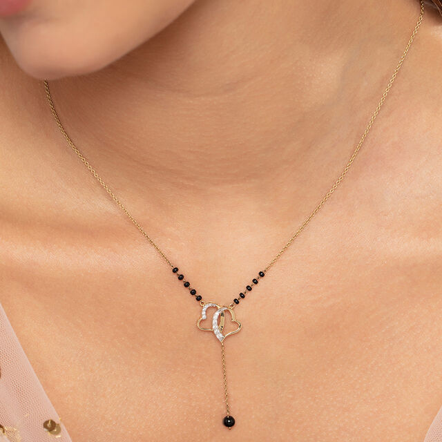 Interlocking Hearts Gold & Diamond Mangalsutra,,hi-res image number null
